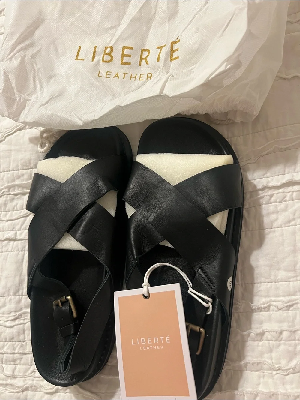 NEW Liberte Leather Capri Black Sandals